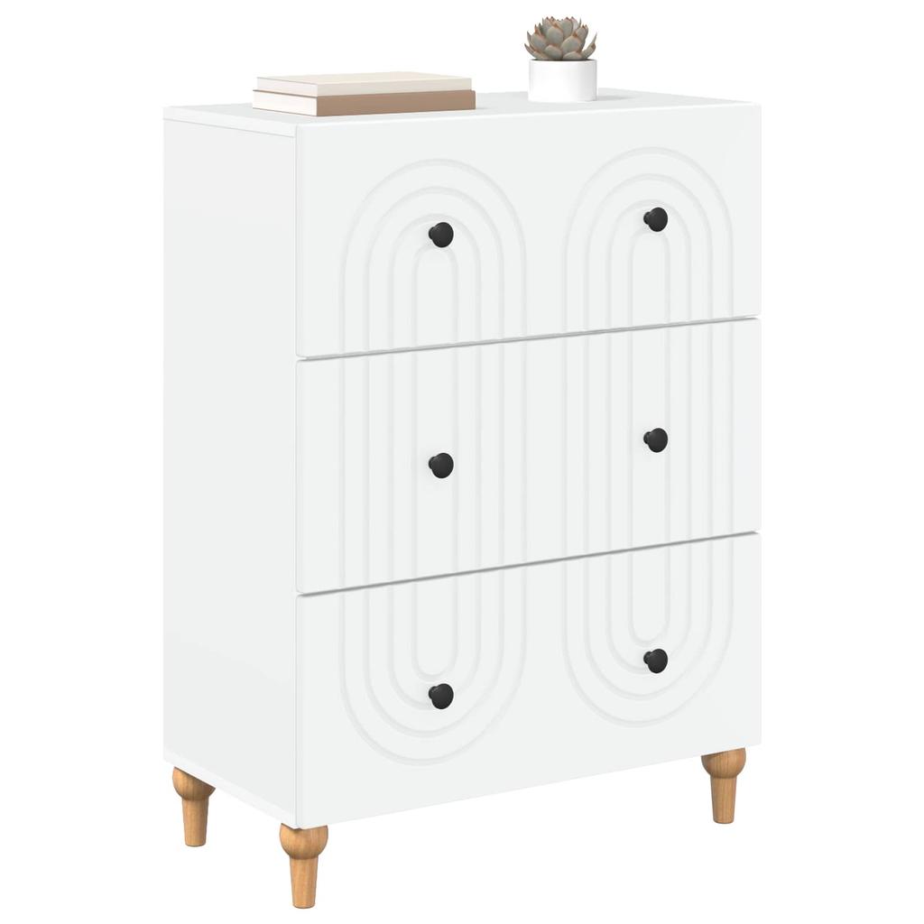 White Drawer Cabinet 66 x 34.5 x 90 cm Engineered Wood