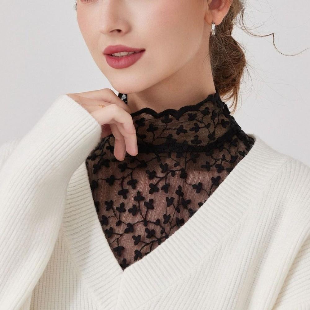 Transparent Lace Fake False Collar Elegant Detachable High Collar False Blouse  Clothes Accessories