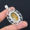 Womens day Deal Oval Natural Plume Agate Anniversary Birthday Pendant 925 Silver