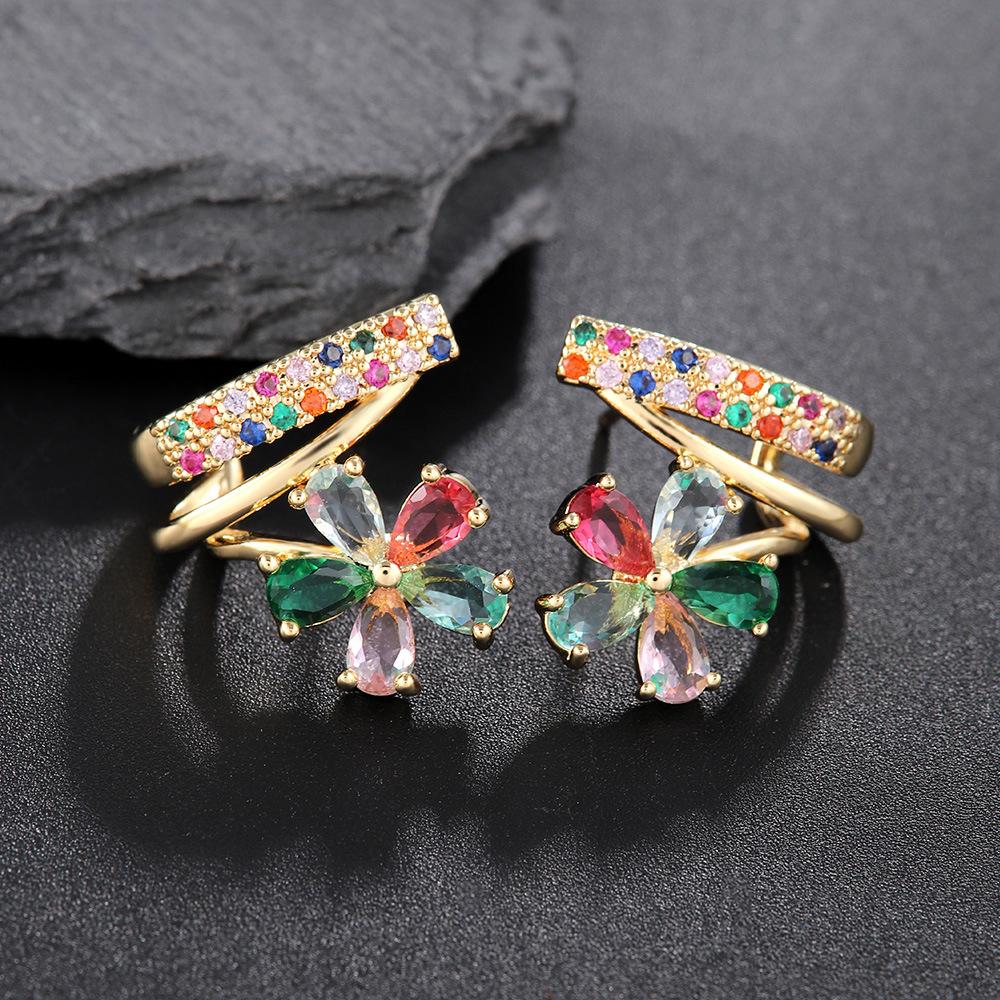 

Красочные изысканные легкие роскошные серьги нишевые цветы модные свежие маленькие серьги разноцветный