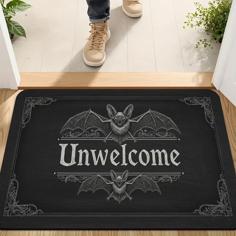 Halloween Boo Pumpkin Spider Ghost Rug Non-Slip Door Mat Spooky Floor Carpet Entryway Home Party Decor