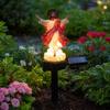 Peaceful Backyard Religious Decor Jesus Statue Solar Light, Garden Outdoor Waterproof Lighted Hand Painted Figures Figurine, Pathway Light for
