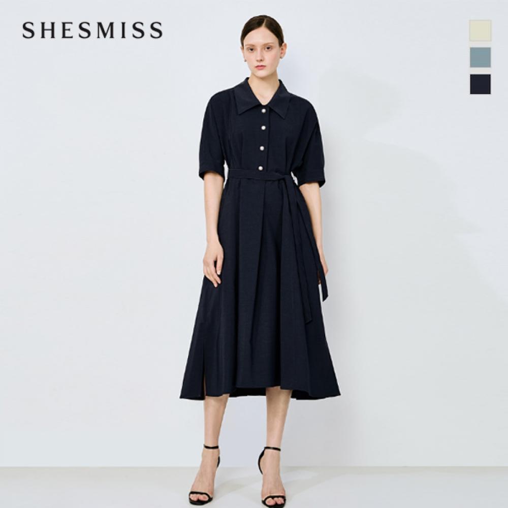 

She S Miss платье с поясом и расклешенным воротником Swwopo21090 light blue/55