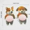 Chubby Shiba Inu 3D Shiba Inu Stickers Dog Belly Sticker Soft Pink Background Silicone Self-Adhesive Squeezable