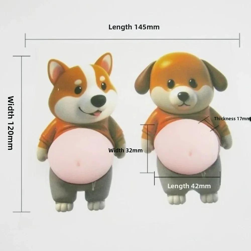 Chubby Shiba Inu 3D Shiba Inu Stickers Dog Belly Sticker Soft Pink Background Silicone Self-Adhesive Squeezable