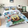 SpongeBob SquarePants Bedding Set Cartoon Duvet Cover Pillowcase for Kids Teens Bedroom Home  Decor Christmas 2/3Pcs