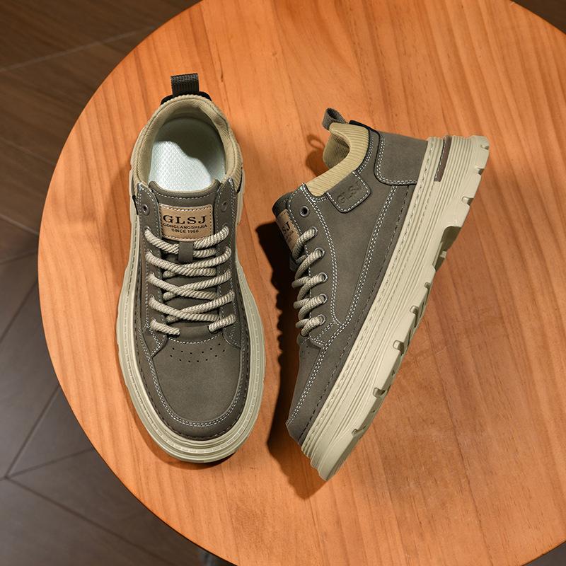 Brittiska herrskor Andningsbara Arbets- Affärsskor Höjdökande Casual Läderskor Mjuk Sula Sportskor Herrskor