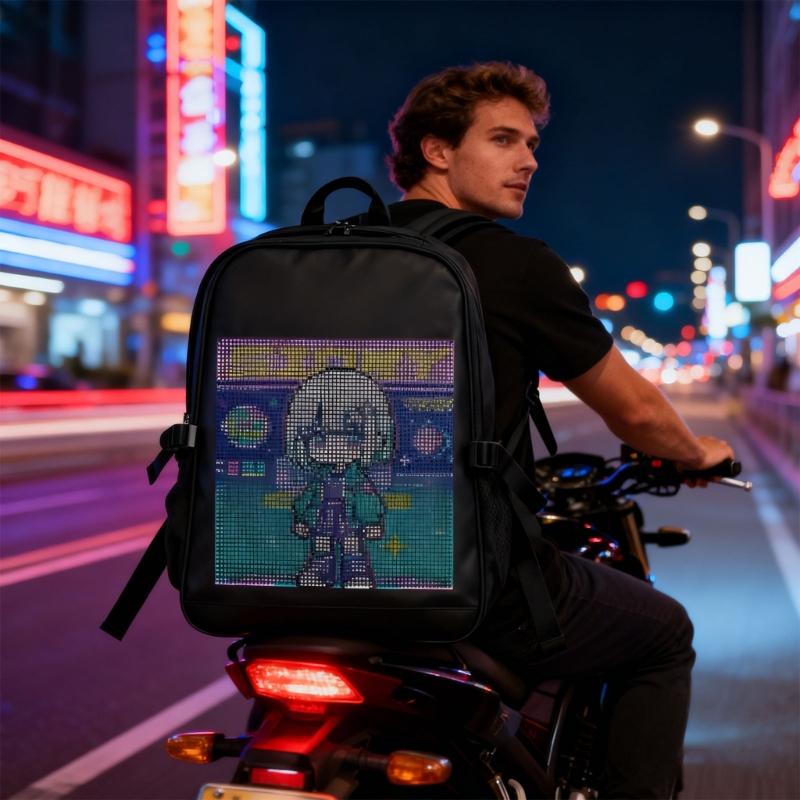 Laptop Backpacks with Programmable Screen,App Control Led Laptop Backpacks,Waterproof Led Bag,Motorcycle Backpacks