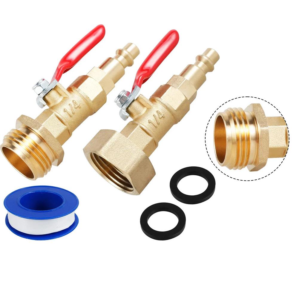 RV Winterizer Blowout Adapter Kit 2 pcs Brass Connectors for Garden Hose and Sprinkler System Winter Protection