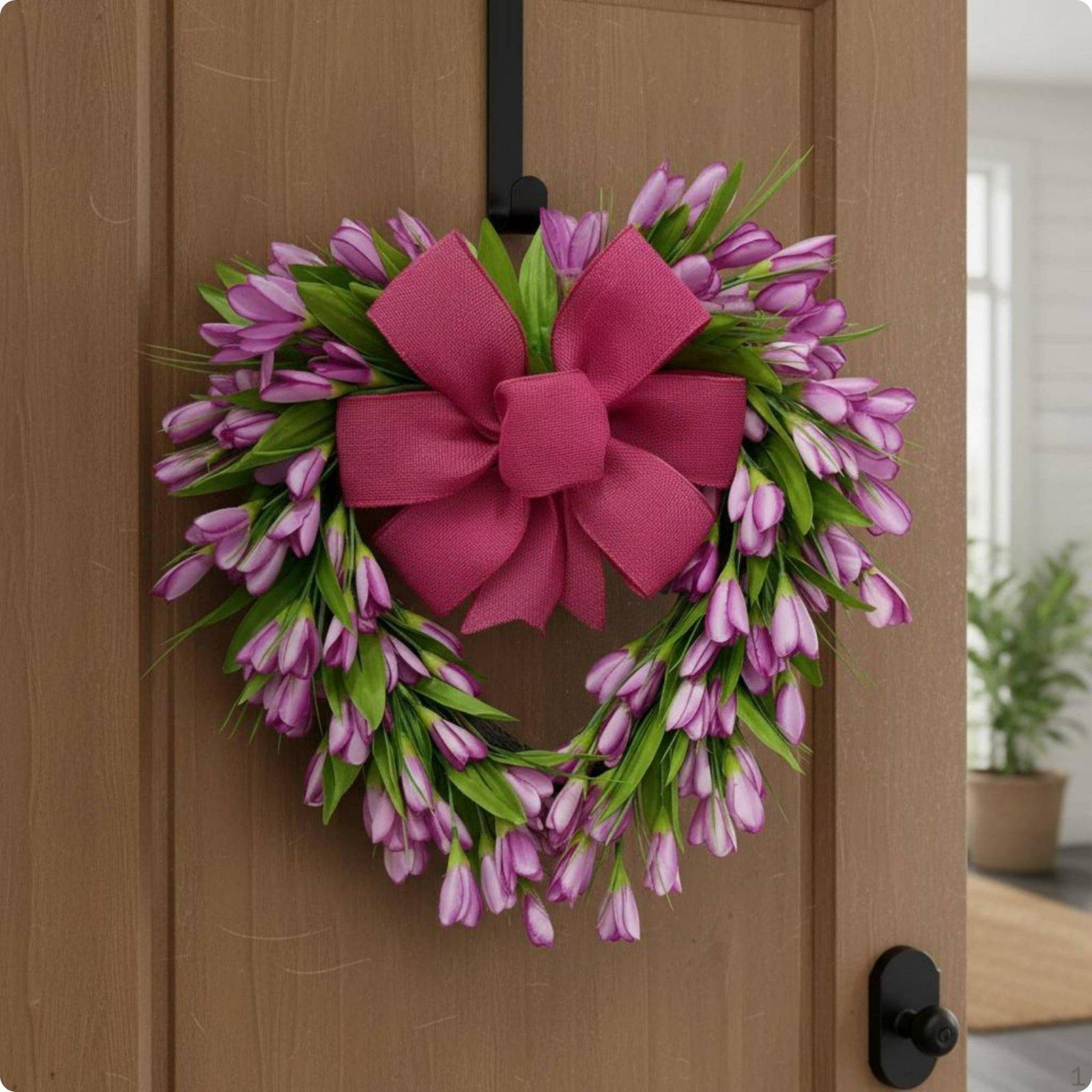 Heart Artificial Flower Wreath Gift Idea Valentine AuthenticLooking Petals Home Decor for