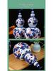 Jingdezhen Blue & White Gourd Vase: Ceramic Underglaze Red Wine, Oil, Vinegar Pot & Double-Layer Storage Jar Ornament.
