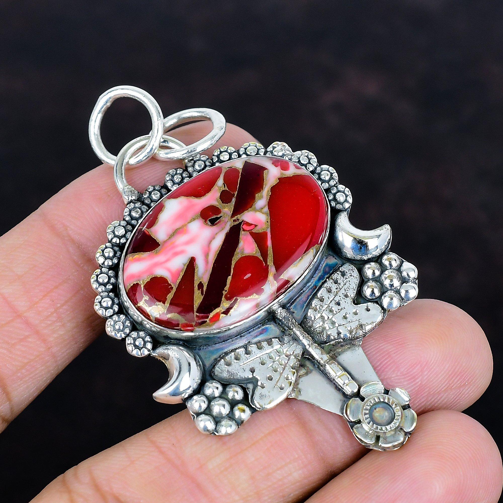 

Kingman red mohave copper turquoise gemstone pendant dragonfly pendant 925 sterling silver pendant handmade antique jewelry gifts for mother