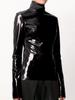 Women's European & American Mirror Leather Nightclub Zipper T-Shirt