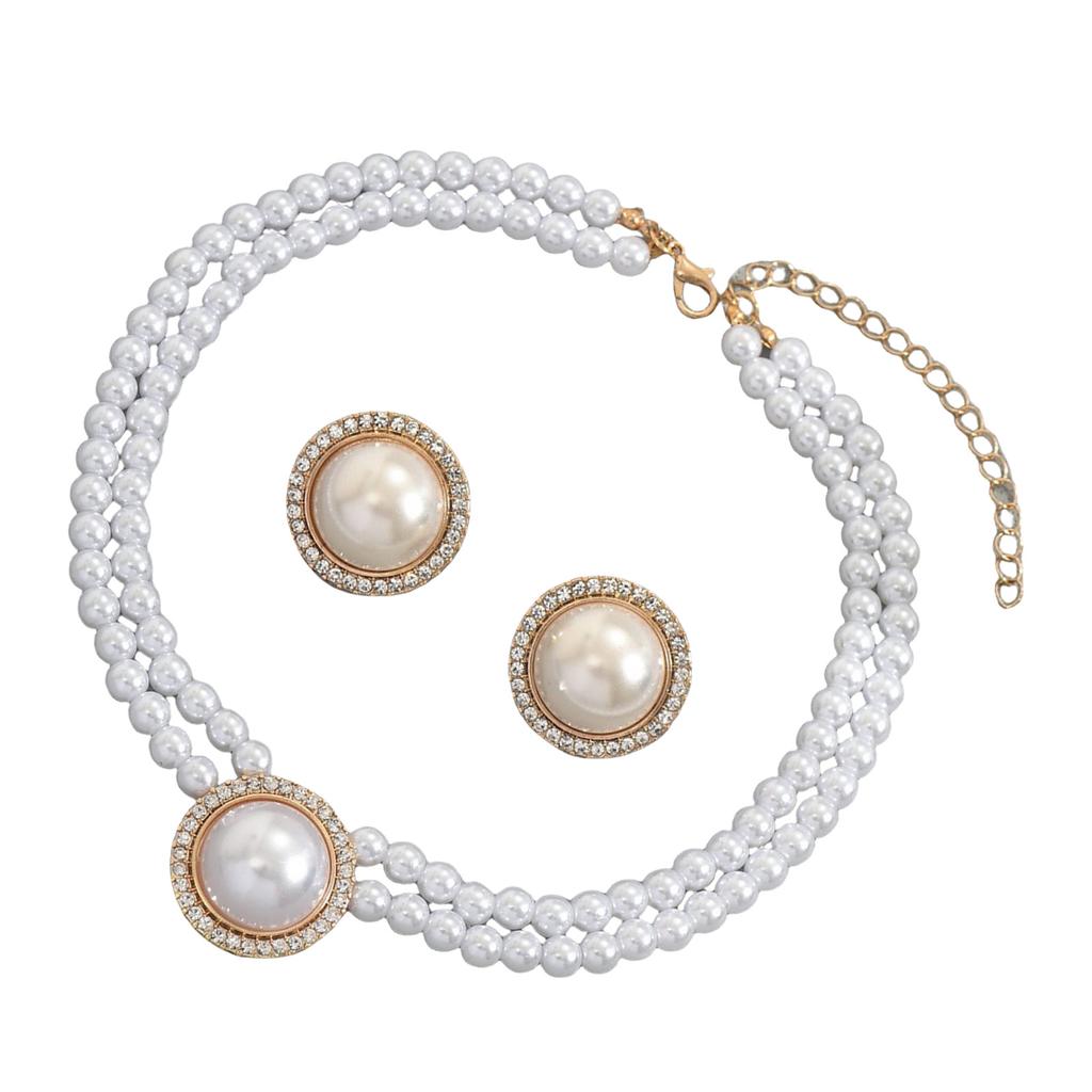 Elegant Pearls Necklace and Earrings Set for Weddings Parties Daily Wear