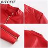 BITCED Fashion Women's PU Leather Short Jacket with Stand Collar Lightweight Spring/Autumn Leather Jacket