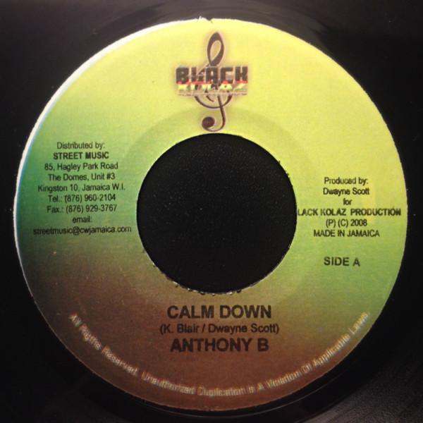 

7-дюймовая пластинка ANTHONY B - Calm Down / Street Jam Riddim НЕТ Черный Kolaz 2008 Ямайка Регги, Ска и Даб Б/У