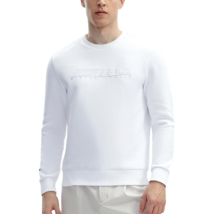 Fila Letter Print Casual Pullover Knit Sweatshirt Men Sweatshirt White F11M412207F-WT