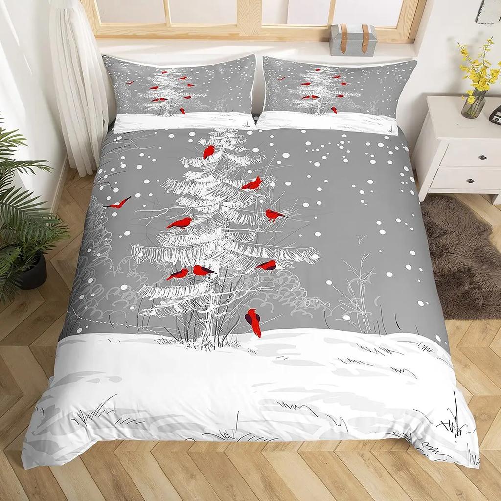 Snow Mountain Bedding Set Winter Snow Scene Comforter Cover for Boys Girls Kids 3D Duvet Cover Set Bedroom Decor 3 Pcs Full Size