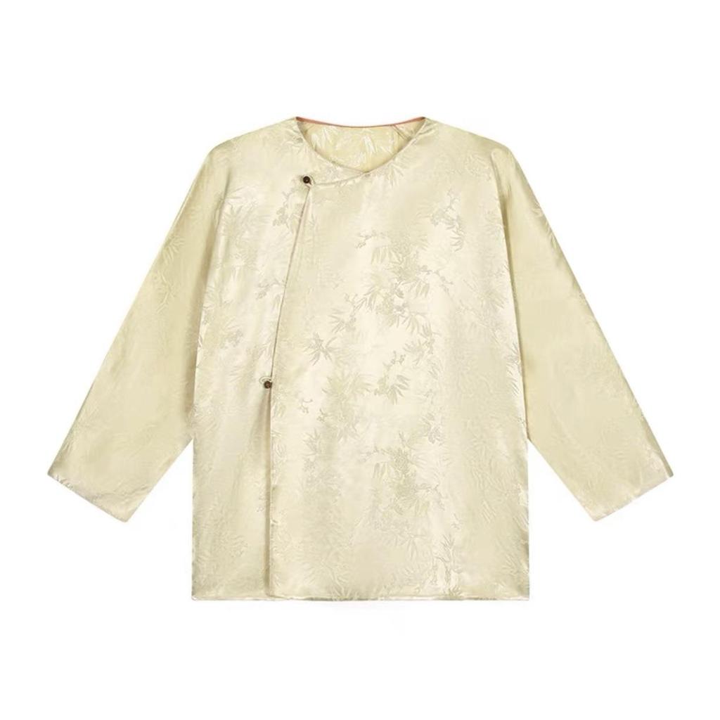 2024 Spring Women's Retro Chinese Style Agate Button Slanted Lapel Top
