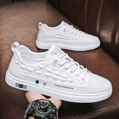 Fashion 2024 New Stylish Shoes White Leather Sneakers Men Vulcanize Shoes Students Sneakers Low Top Teenager Boy Waterproof Sneaker