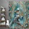 Blue Bird Tree Creative Jewel Shower Curtain, Bathroom Decorative Shower Curtain, Waterproof Shower Curtain with Hooks