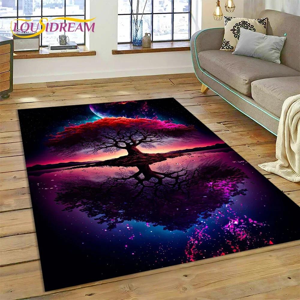Nordic Mythology Yggdrasil Nature Tree of Life Carpet Rug for Home Living Room Bedroom Sofa Doormat Decor,kid Non-slip Floor Mat