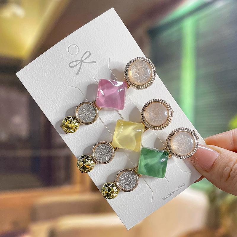 Fashion Acrylic Pearl Hair Clips Set Sweet Flower Hair Barrettes For Women Girls Korean Geometric Hair Accessories Jewelry