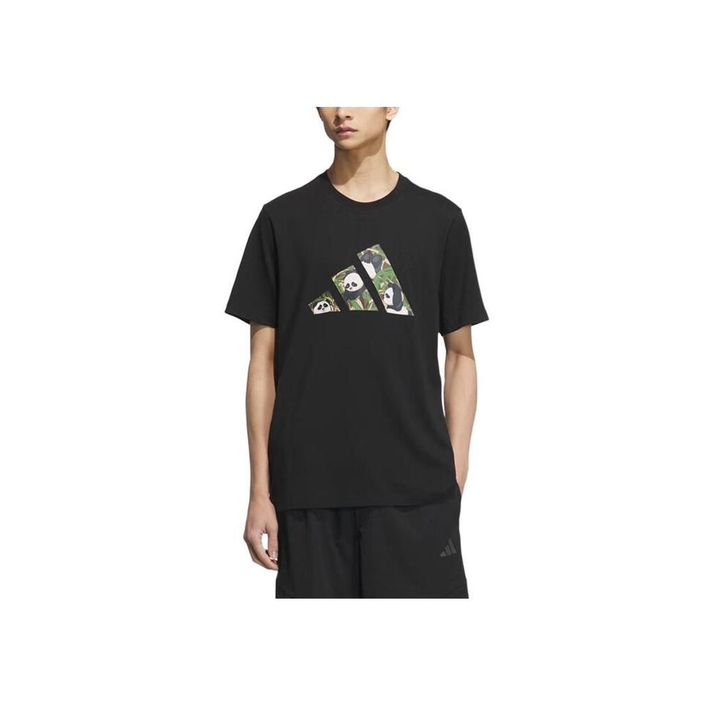 adidas Sports Style Series M Camo Logo Cotton Fashion Soft Versatile Short Sleeve T-Shirt Men Tops Black KC1500