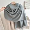 Classic Solid Tassel Scarf Men Women Fall Winter Imitation Cashmere Thick Versatile Shawl Causal Wrap Warm Muffler Male Female