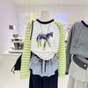 Women Plus Size Long Sleeve T Shirt Raglan Sleeve Cartoon Print Casual Spring Summer