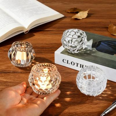 Spherical Crystal Glass Candle Holder Transparent Texture Not Easy Hurt Hands Bar Candlelight Dinner Home Decoration Ornaments
