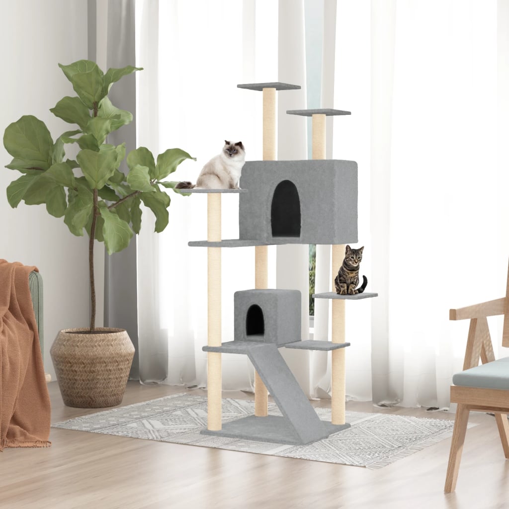 Scratching Post with Sisal Scratching Posts Light Grey 153 cm