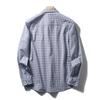 Japanese-Style Retro Pure Cotton Blue Small Plaid Shirt Men's Spring & Fall Long Sleeve Inner Wear Export Cattle Goods Cotton Non-Ironing Shirt