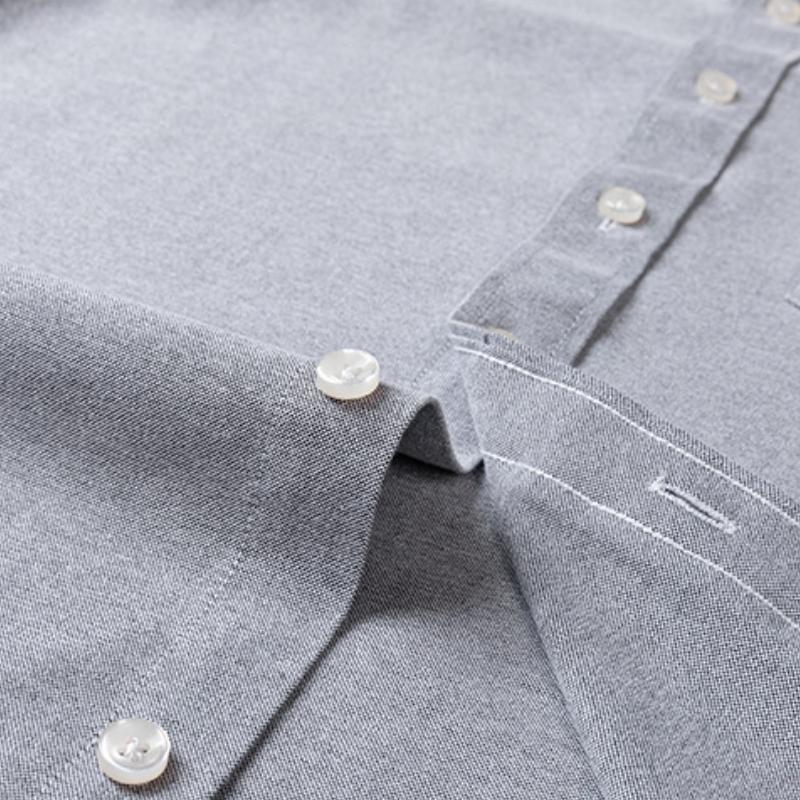 100% Cotton Oxford 3XL Men's Shirts Short Sleeve Regular Fit Formal Single Pocket Work Gray White Shirt