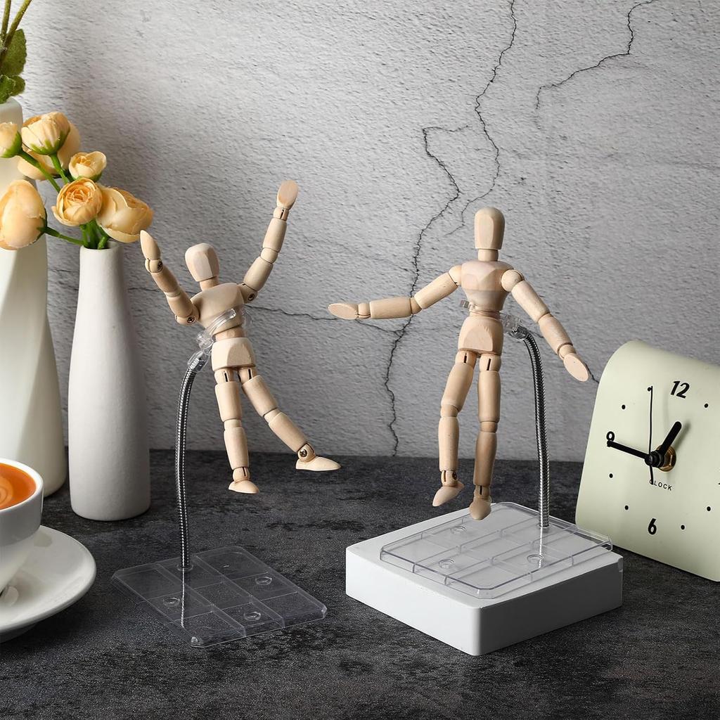 Adjustable Flexible Assembled Action Figure Display Stands with Metal Support Arm Base for Dolls Collectibles