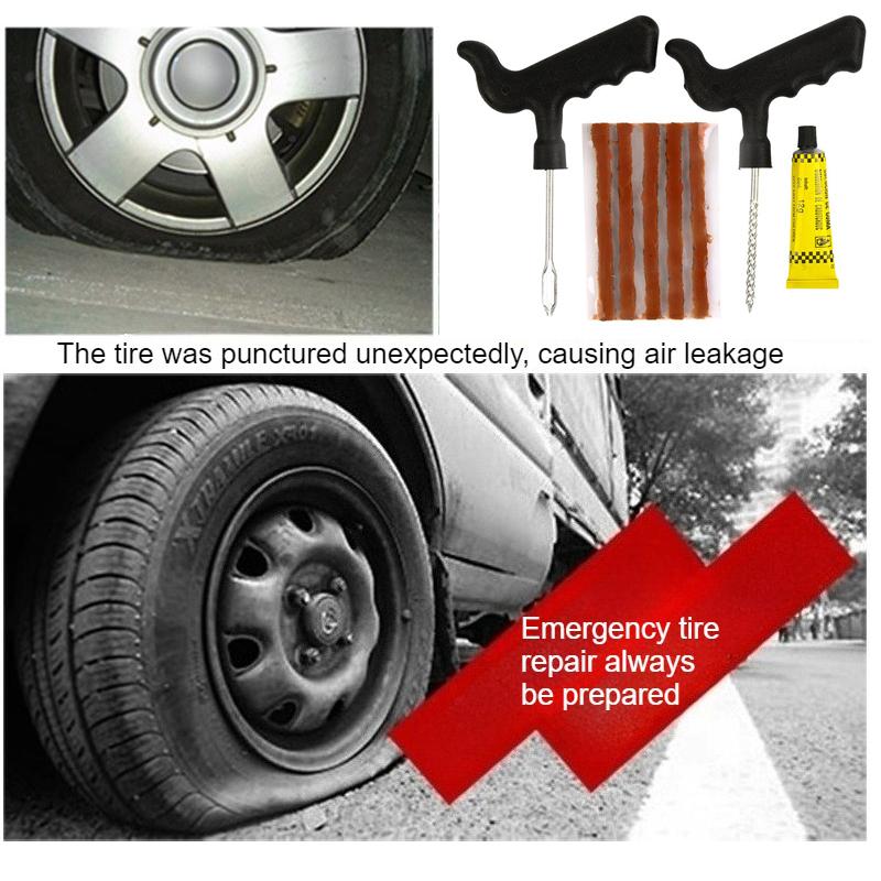 Motorcycle Truck Vacuum Tire Repair Tool Car Tire Repair Tool Kit with Rubber Strips Tubeless Tyre Puncture Studding Plug Set