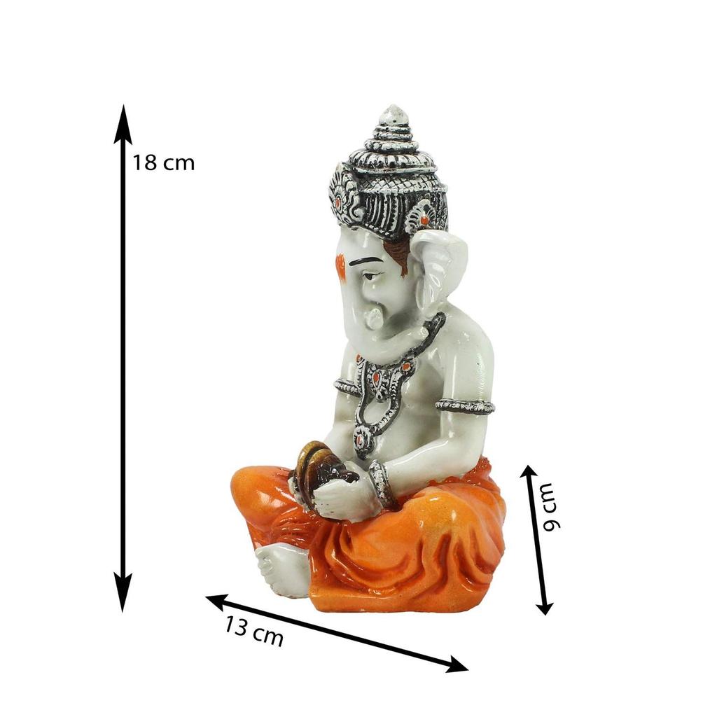 Lord Ganesha Statue (12 Cm X 12 Cm X 20 Cm, Orange)