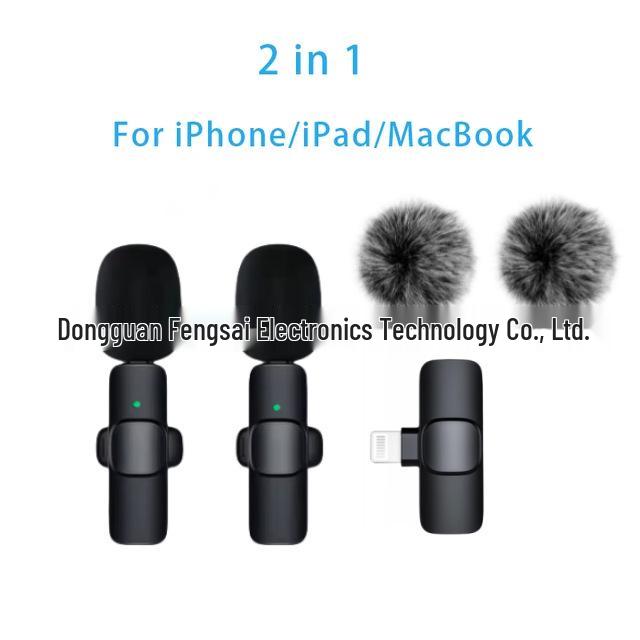K1K9 Wireless Lavalier Microphone K15 - Dual Mobile Live Streaming & Outdoor Recording Noise-Reducing Mic