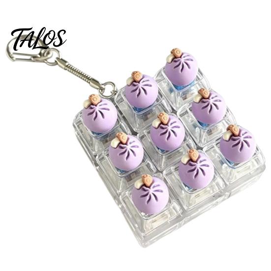 Creative Gifts for Stress Relief Dumpling Keycap Fidget Toy, Soft Squeeze Pendant with Keychain, Light Up Keychains Cute Bun Bag Charm Anxiety