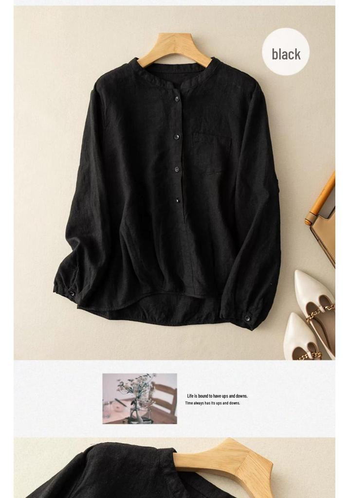 Women’s High-End Artistic Retro Cotton and Linen Loose Top – New Spring 2026 Collection