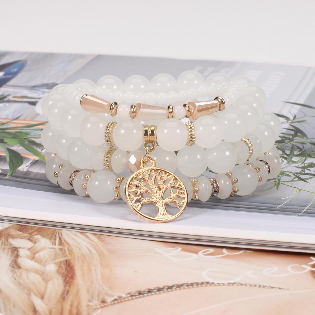 Bohemian Ethnic Beaded Bracelet with Tree of Life Pendant