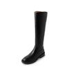 Autumn and winter leather knight boots women's medium heel versatile women's leather boots square heel large tube circumference zipper cowhide high