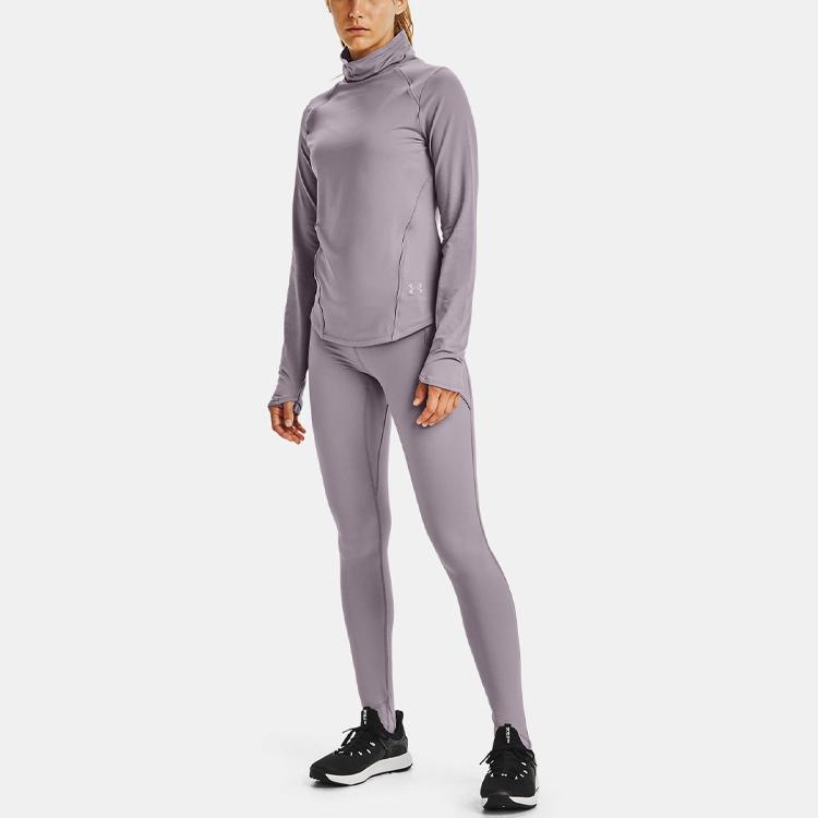 Under Armour Casual Training Sports High-Neck T-Shirt Women Tops Purple 1360348-585