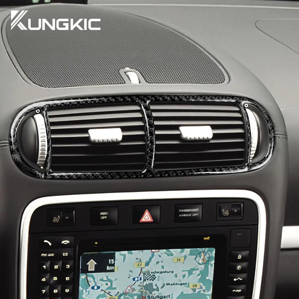 Per Porsche Cayenne 2003 2004 2005 2006 2007 2008 2009 2010 Vera Fibra di Carbonio Morbida LHD RHD Adesivo Bocchetta Aria Centrale Accessori