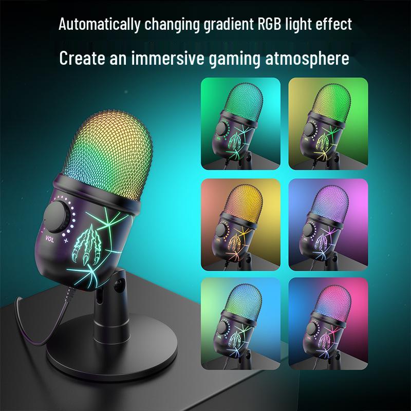 Enping USB Gaming Condenser Microphone with RGB Lights for Streaming & Karaoke