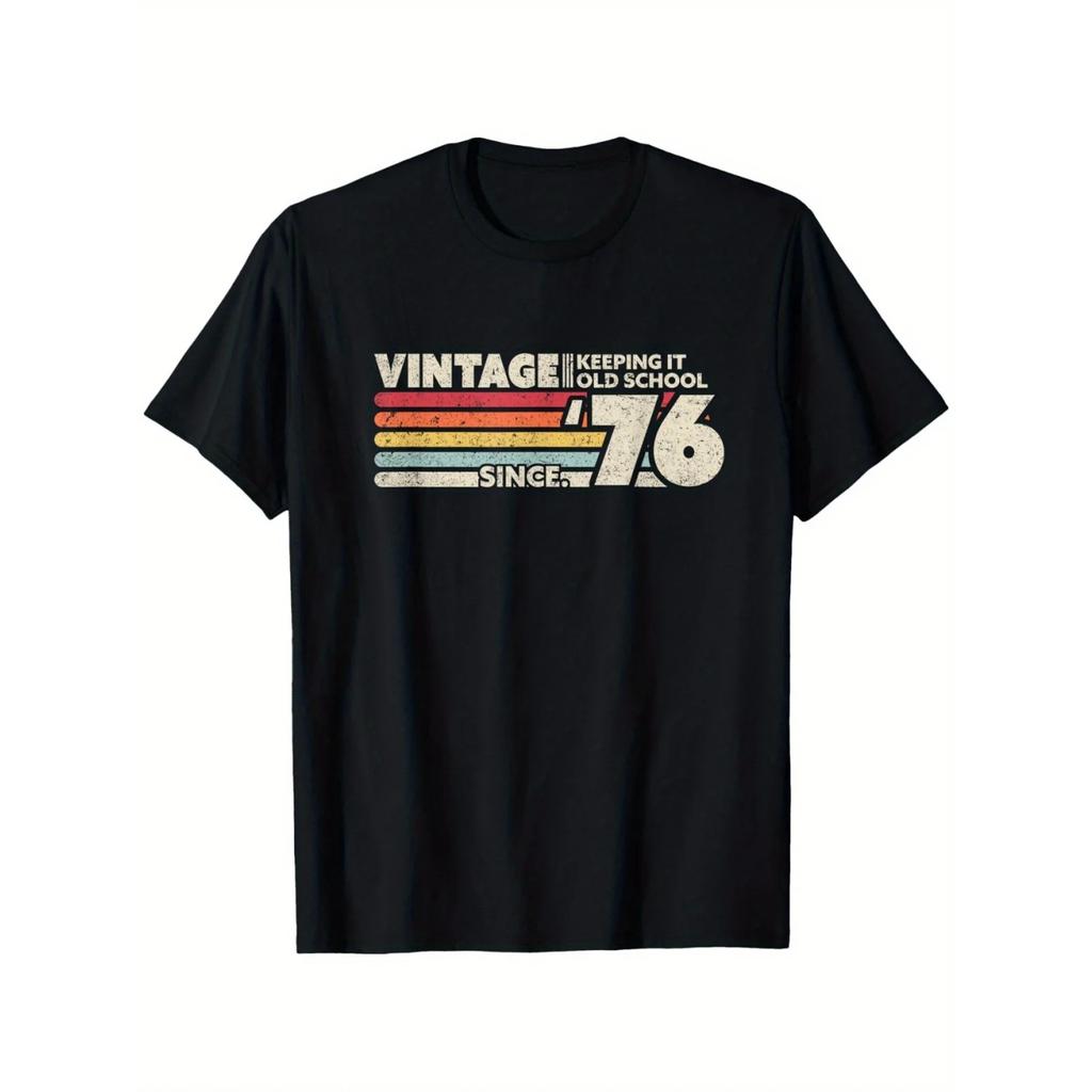 1976 Retro Birthday Commemorative T-shirt - Retro Style with 1976 Logo Printed, Casual and Comfortable, Suitable for All Seasons
