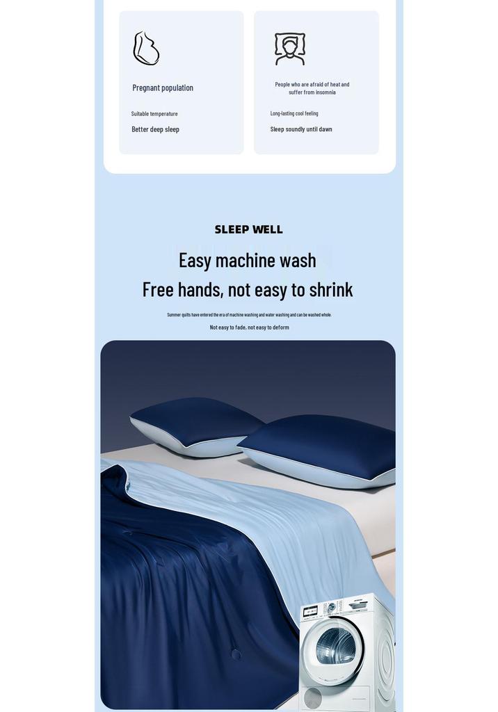 Summer Ice Silk Cooling Quilt - Lightweight, Machine Washable Blanket for Dorms and Bedrooms