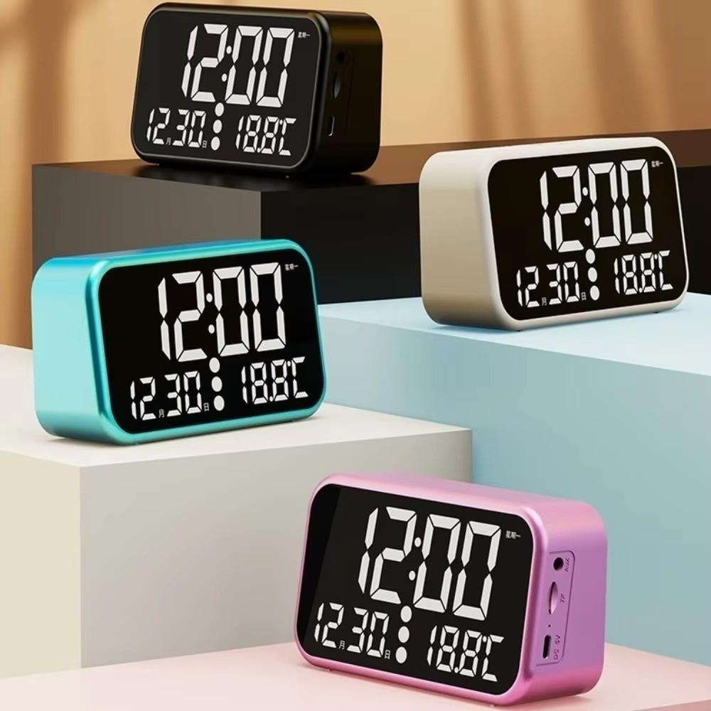 Large Digital Alarm Clock Rechargeable Bluetooth Speaker Smart LED Display Clock  Bedroom