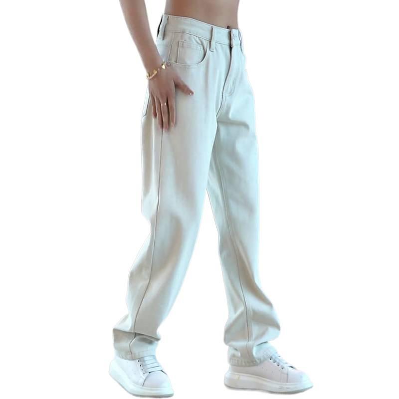 American casual high-end jeans men's spring and autumn new trendy brand handsome straight-leg pants fashionable versatile wide-leg pants