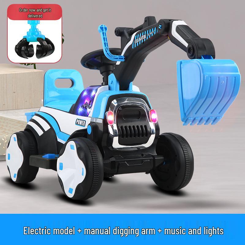 Children's Rideable Electric Excavator Toy Car with Music and Pedals